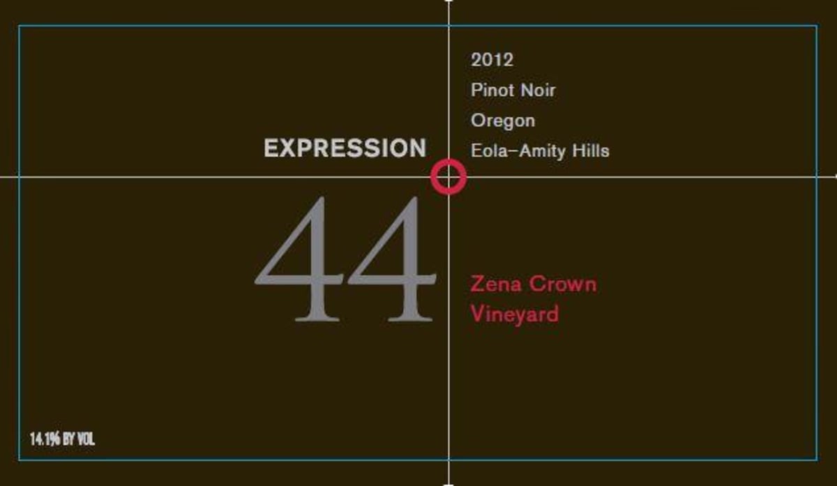 Expression 44 Zena Crown Vineyard Pinot Noir 2012 Front Label