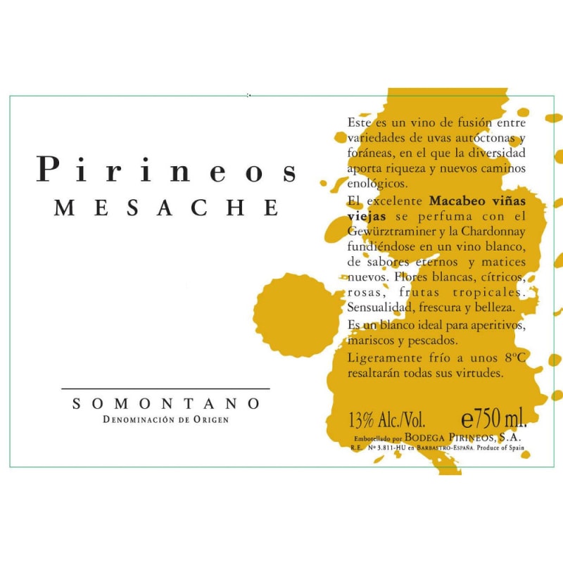 Pirineos Mesache Blanco 2006 Front Label