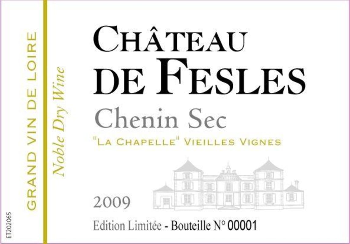 Chateau de Fesles La Chapelle Anjou Blanc Chenin Sec 2009 Front Label