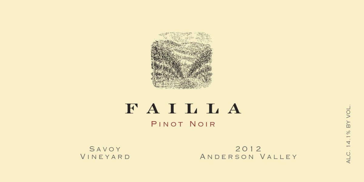 Failla Savoy Vineyard Pinot Noir 2012 Front Label