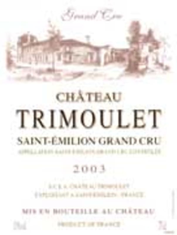 Chateau Trimoulet Saint-Emilion Grand Cru 2003 Front Label