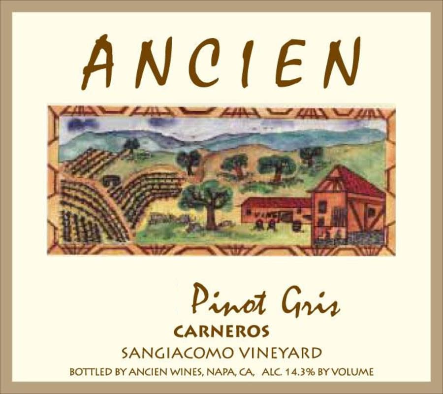 Ancien Wines Sangiacomo Vineyard Pinot Gris 2012 Front Label