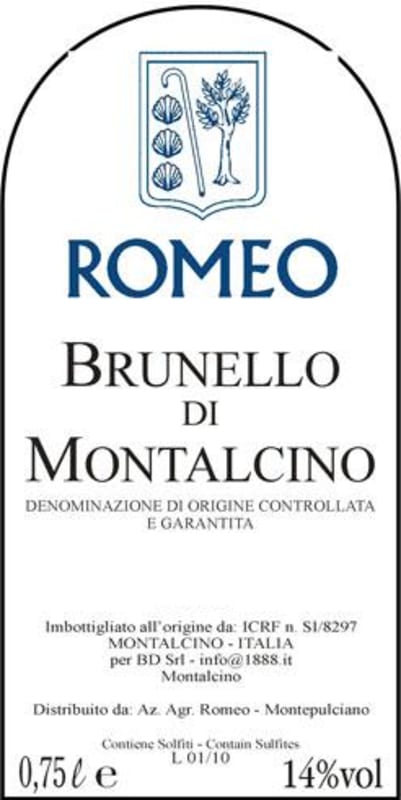 Massimo Romeo Romeo Brunello di Montalcino 2011 Front Label