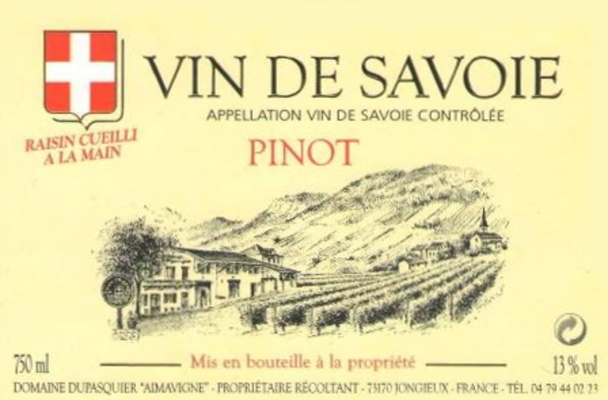 Domaine Dupasquier Vin de Savoie Pinot Noir 2013 Front Label