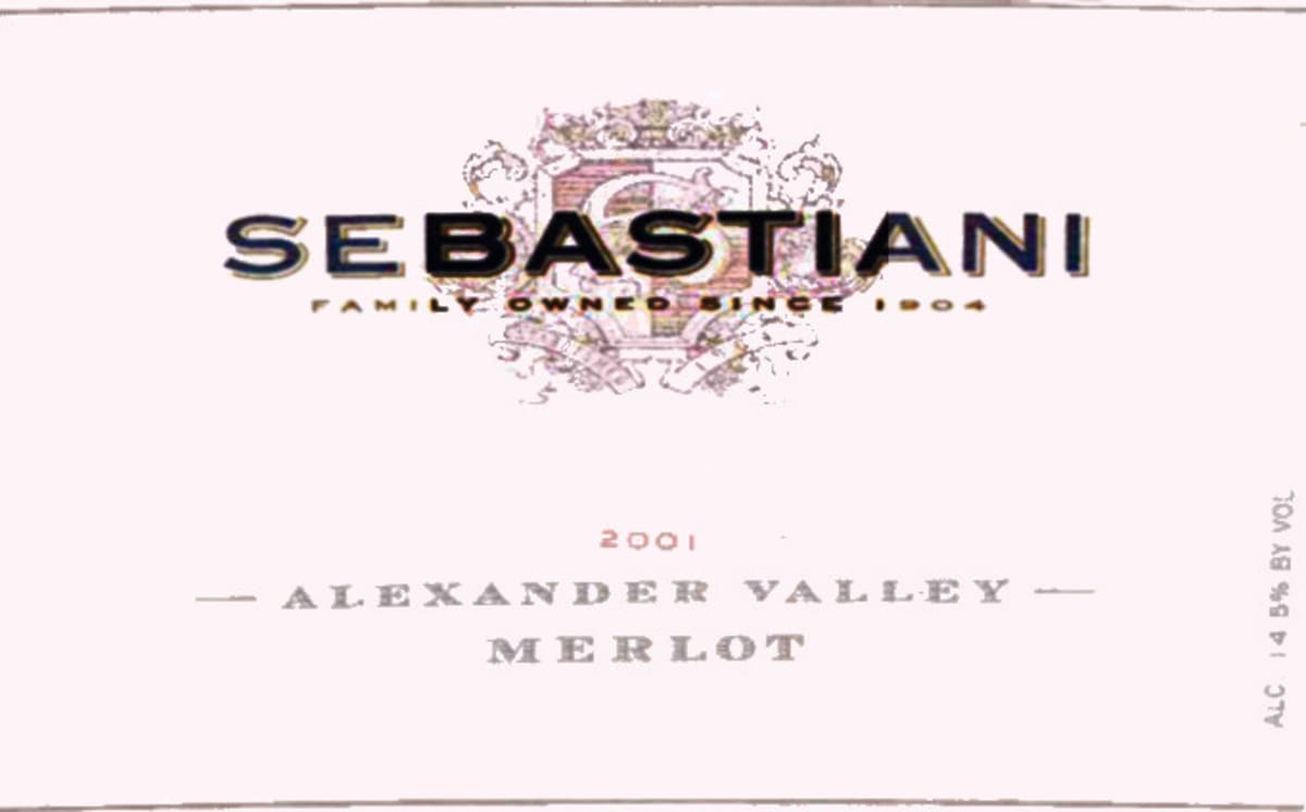 Sebastiani Alexander Valley Merlot 2001 Front Label