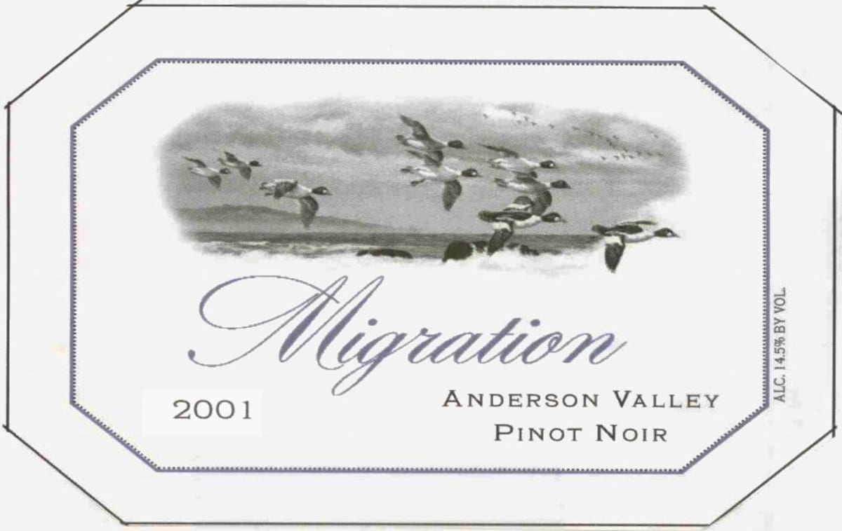 Migration Anderson Valley Pinot Noir 2001 Front Label