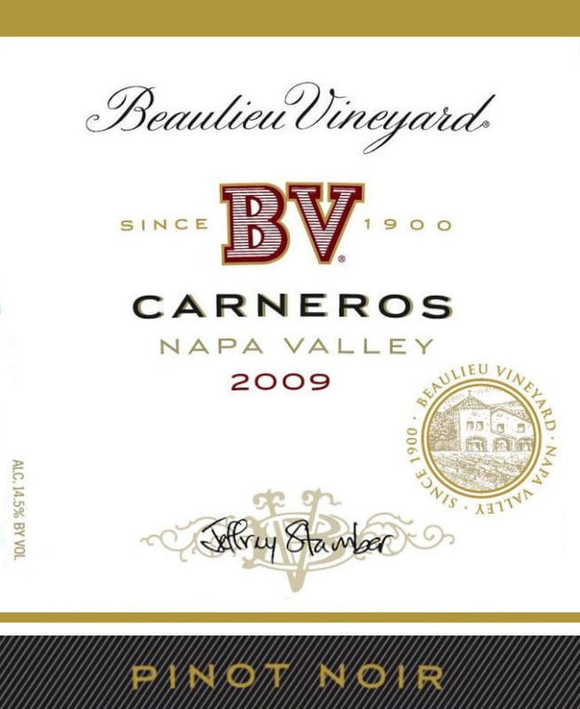 Beaulieu Vineyard Carneros Pinot Noir 2009 Front Label