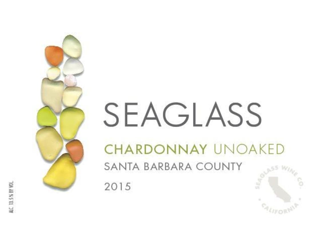 SeaGlass Unoaked Chardonnay 2015 Front Label