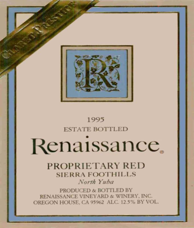 Renaissance Claret Prestige 1995 Front Label