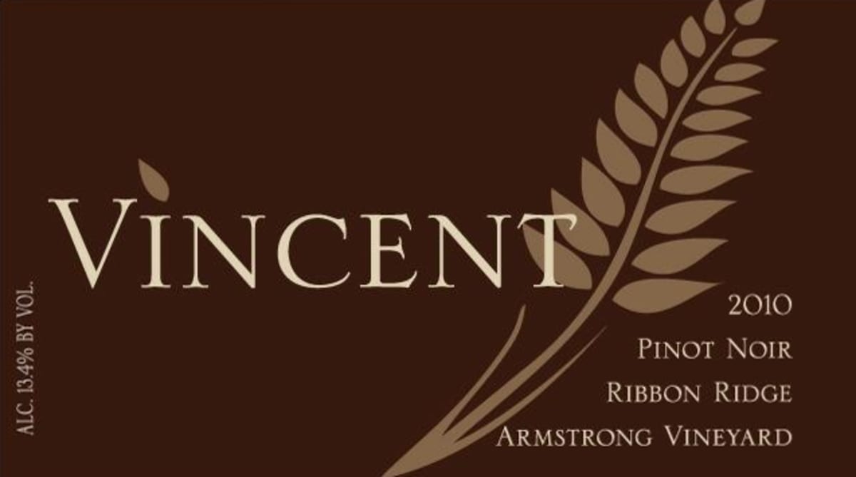 Vincent Wine Company Armstrong Vineyard Pinot Noir 2010 Front Label