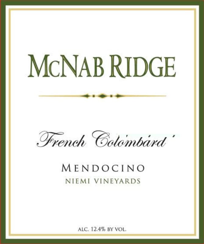 McNab Ridge Winery Niemi Vineyard French Colombard 2015 Front Label