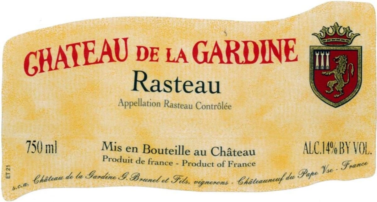 Chateau de La Gardine Rasteau 2012 Front Label