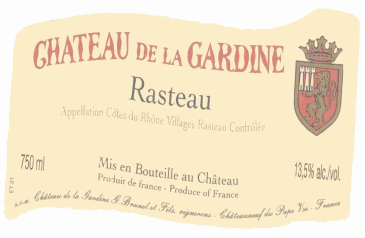 Chateau de La Gardine Rasteau 2010 Front Label