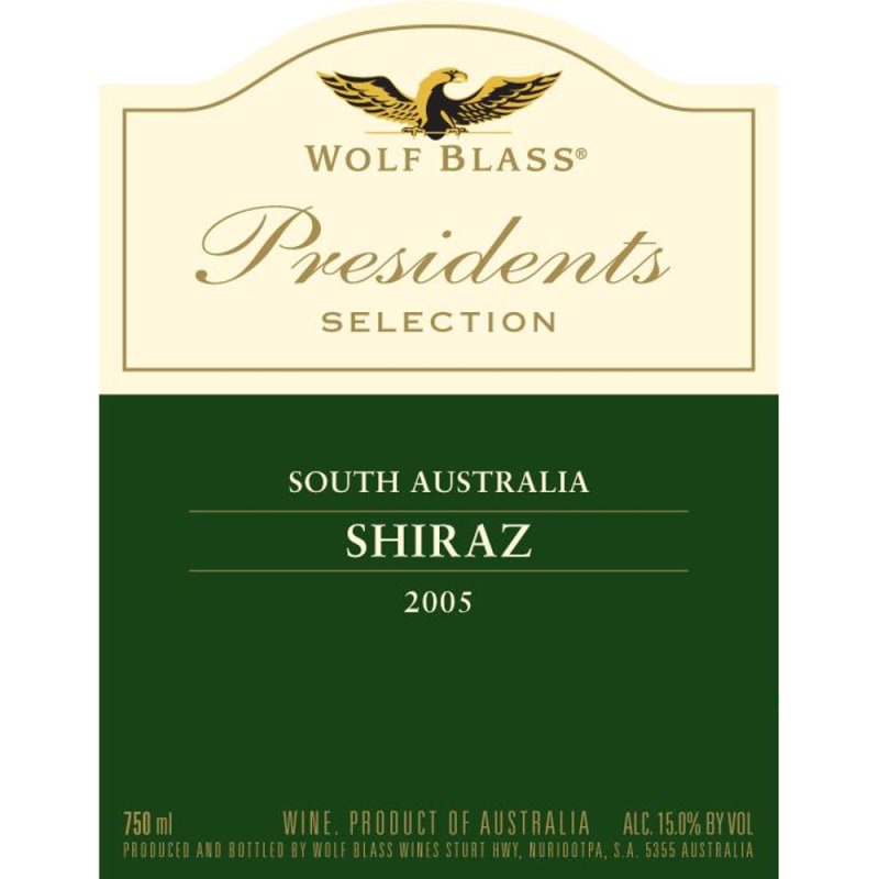Wolf Blass Presidents Selection Shiraz 2005 Front Label
