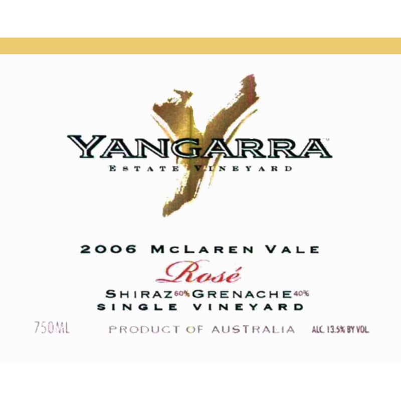 Yangarra Rose 2006 Front Label