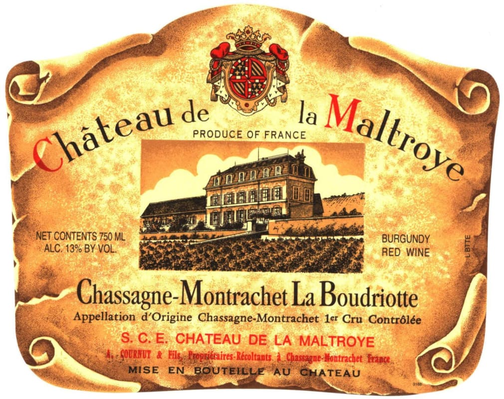 Chateau de la Maltroye Chassagne Montrachet Premier Cru la Boudriotte Rouge 2004 Front Label