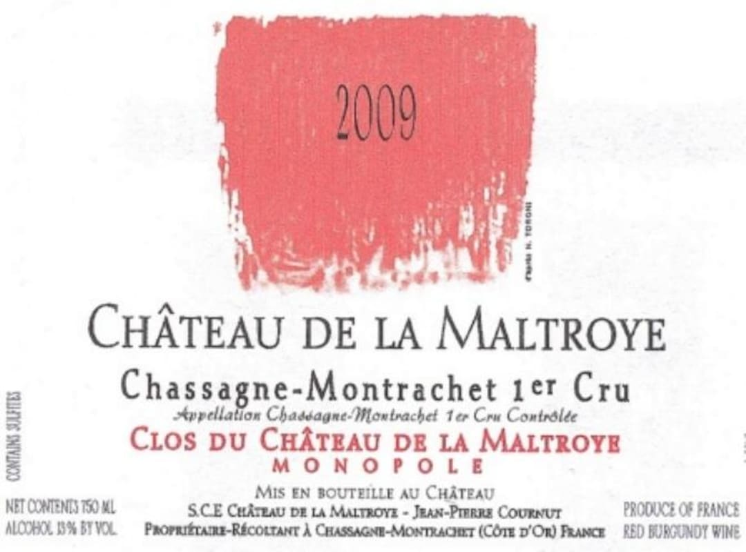 Chateau de la Maltroye Chassagne-Montrachet Clos du Chateau de la Maltroye Premier Cru Monopole Rouge 2009 Front Label