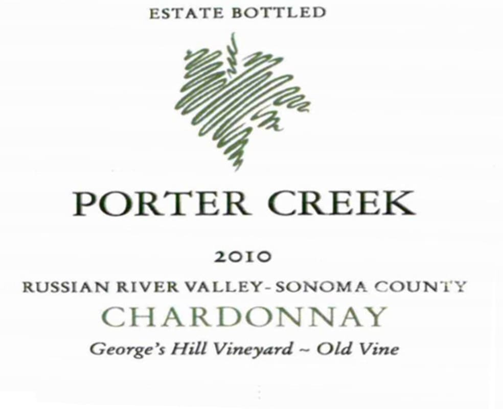 Porter Creek George's Hill Vineyard Chardonnay 2010 Front Label