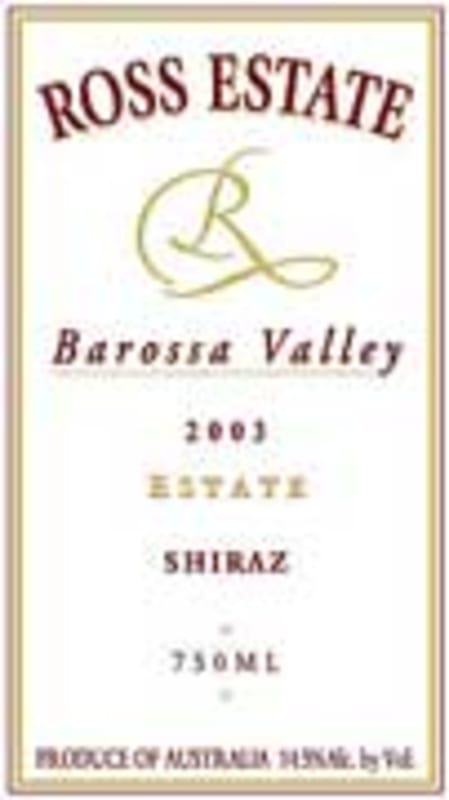 Ross Estate Estate Shiraz 2003 Front Label