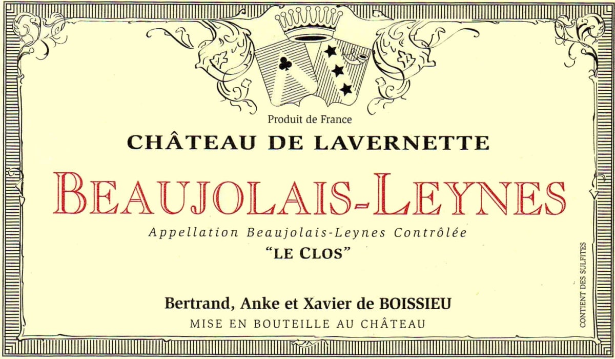 Chateau de Lavernette Beaujolais Leynes Les Clos 2009 Front Label