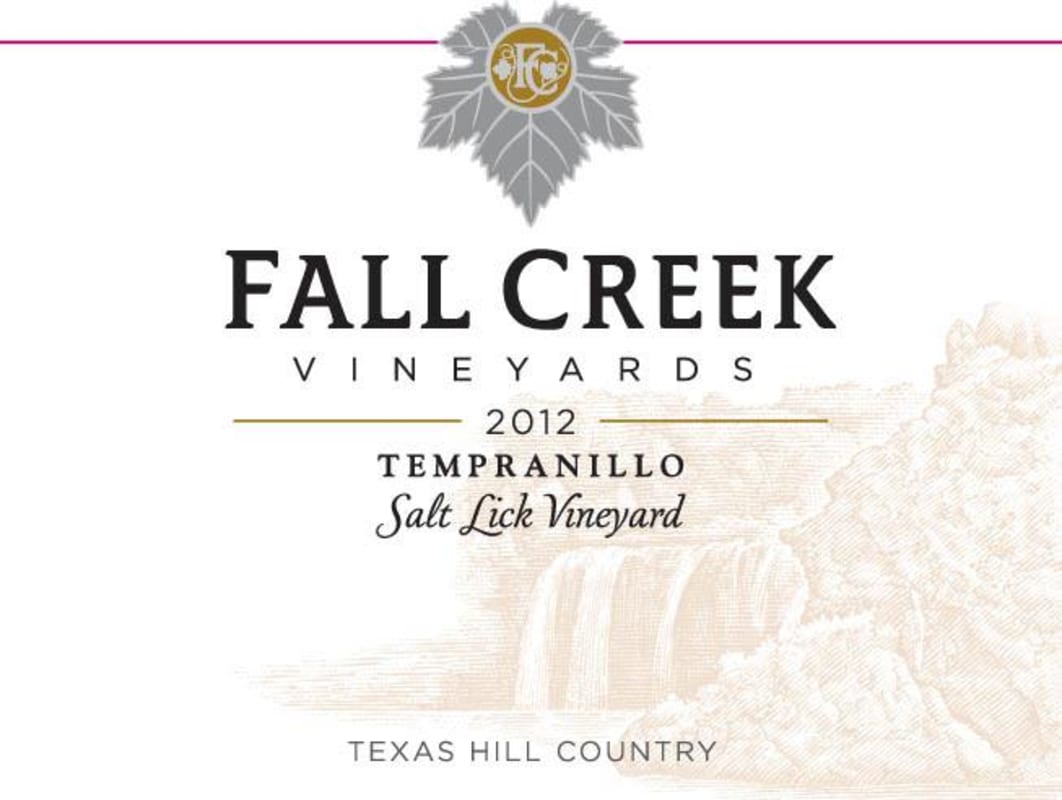 Fall Creek Vineyards Salt Lick Vineyard Tempranillo 2012 Front Label