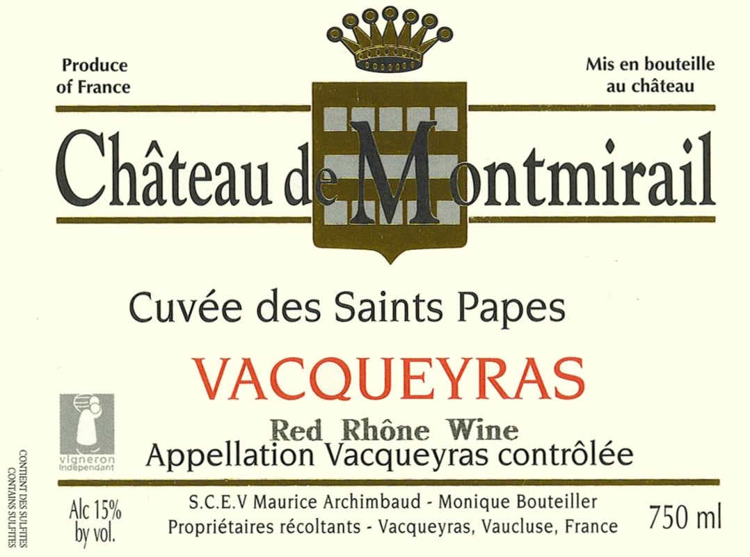 Chateau de Montmirail Cuvee des Saints Papes 2009 Front Label