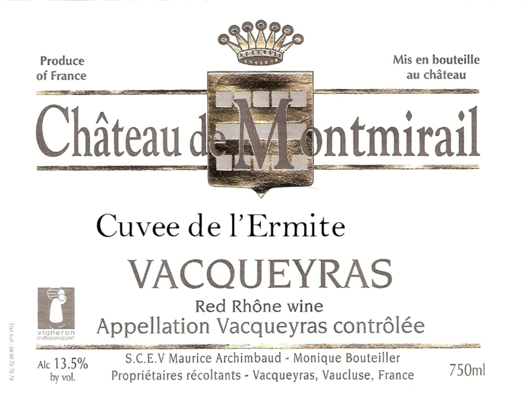 Chateau de Montmirail Cuvee de l'Ermite 2007 Front Label