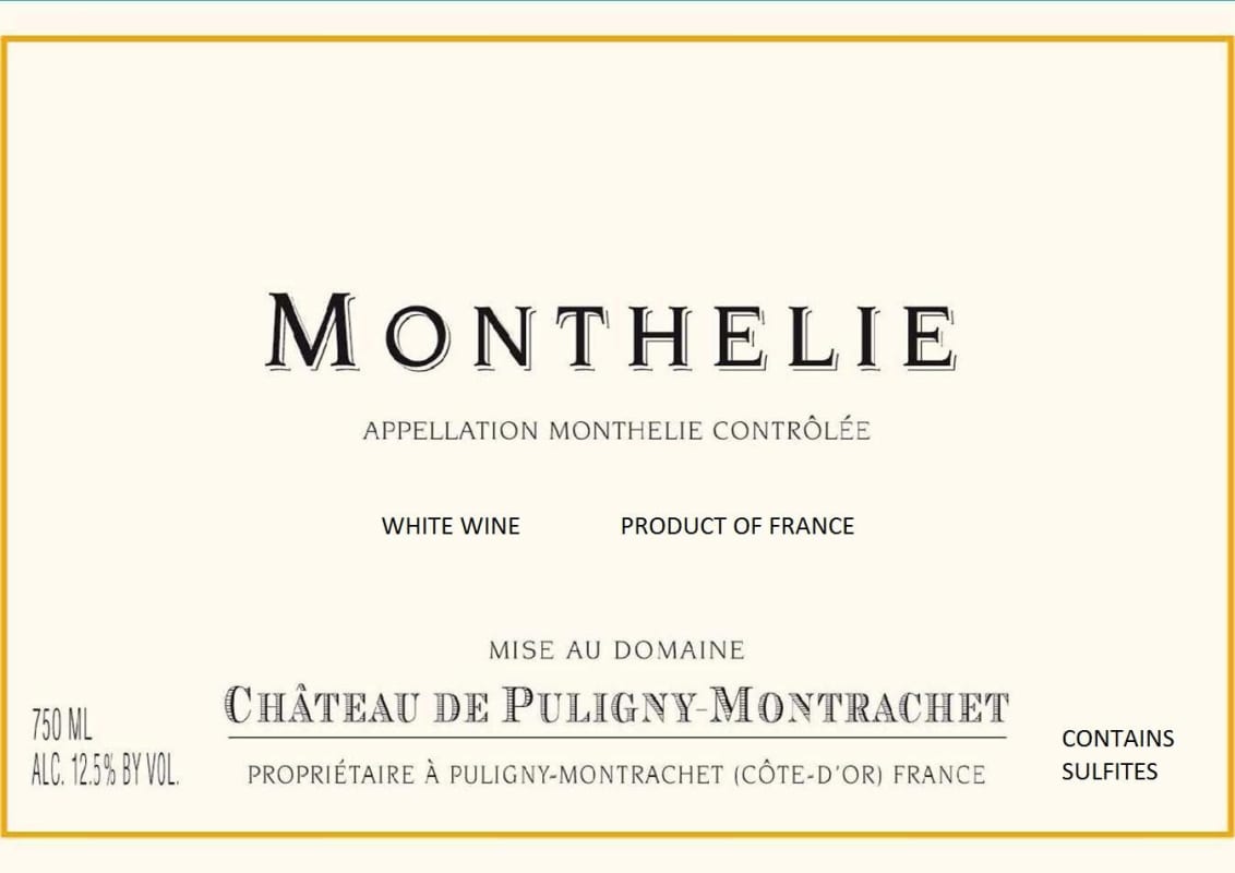 Chateau de Puligny-Montrachet Monthelie Blanc 2012 Front Label
