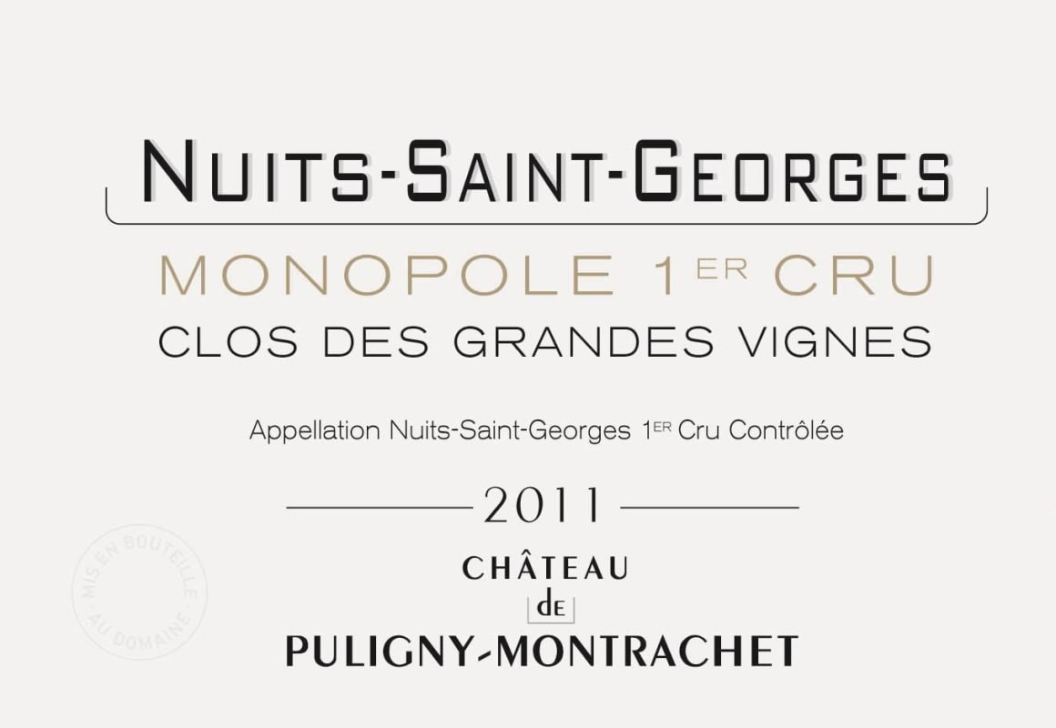 Chateau de Puligny-Montrachet Nuits Saint Georges Monopole 2011 Front Label