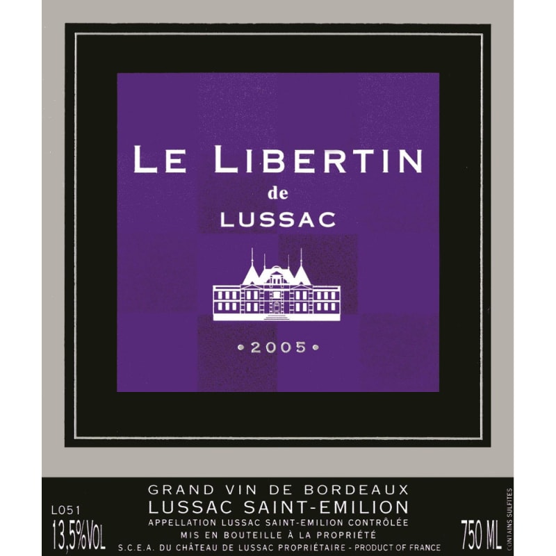 Le Libertin de Lussac Saint-Emilion 2005 Front Label