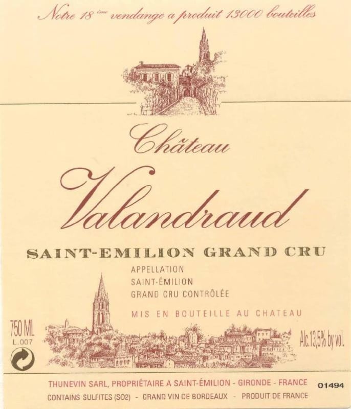 Chateau Valandraud 2009 Front Label