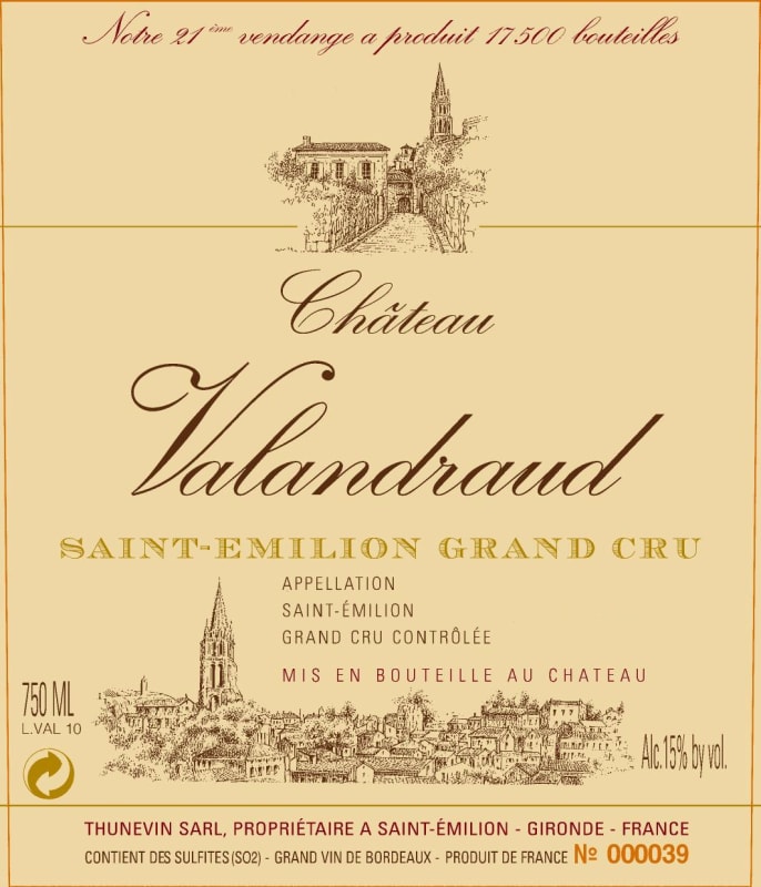 Chateau Valandraud 2008 Front Label