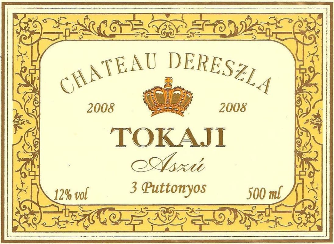 Chateau Dereszla Tokaji Aszu 3 Puttonyos 2008 Front Label