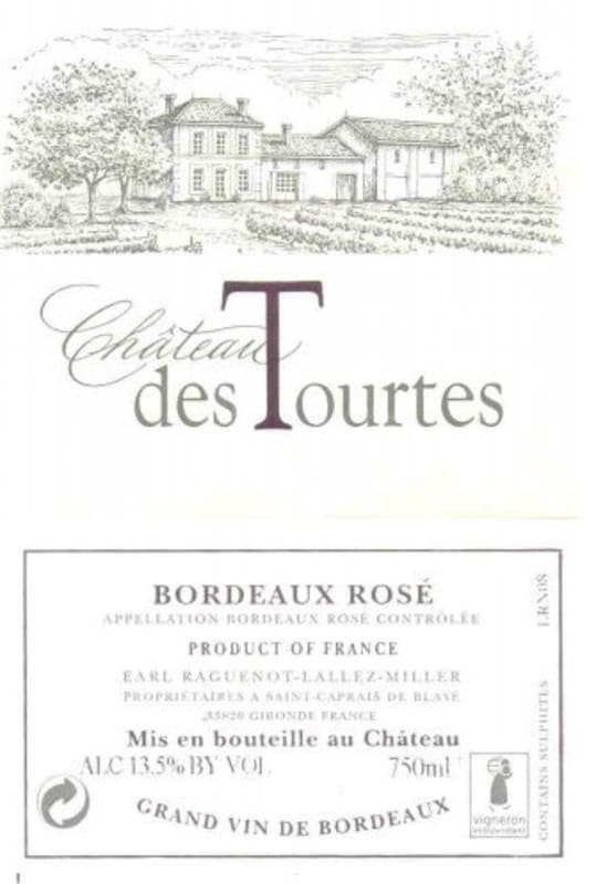 Chateau des Tourtes Rose 2013 Front Label