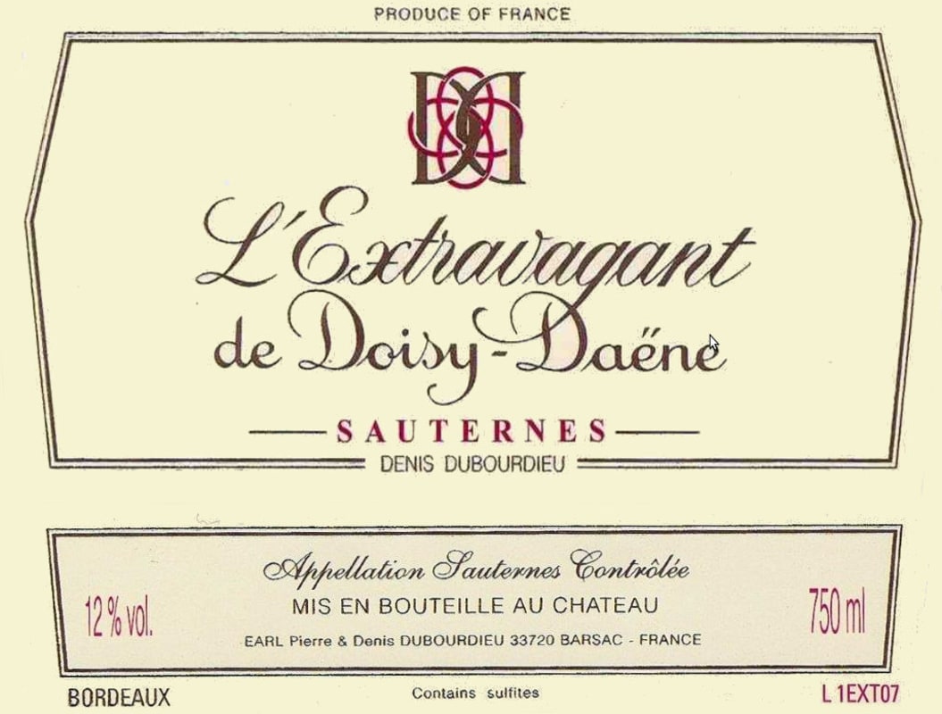 Chateau Doisy Daene L'Extravagant Sauternes 2010 Front Label