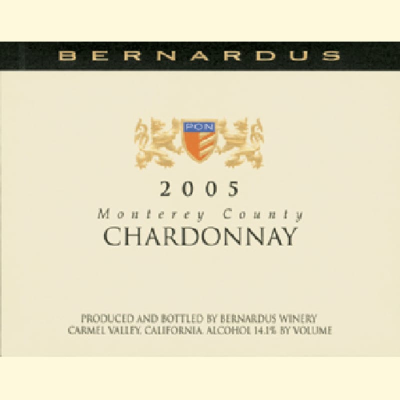 Bernardus Monterey County Chardonnay 2005 Front Label