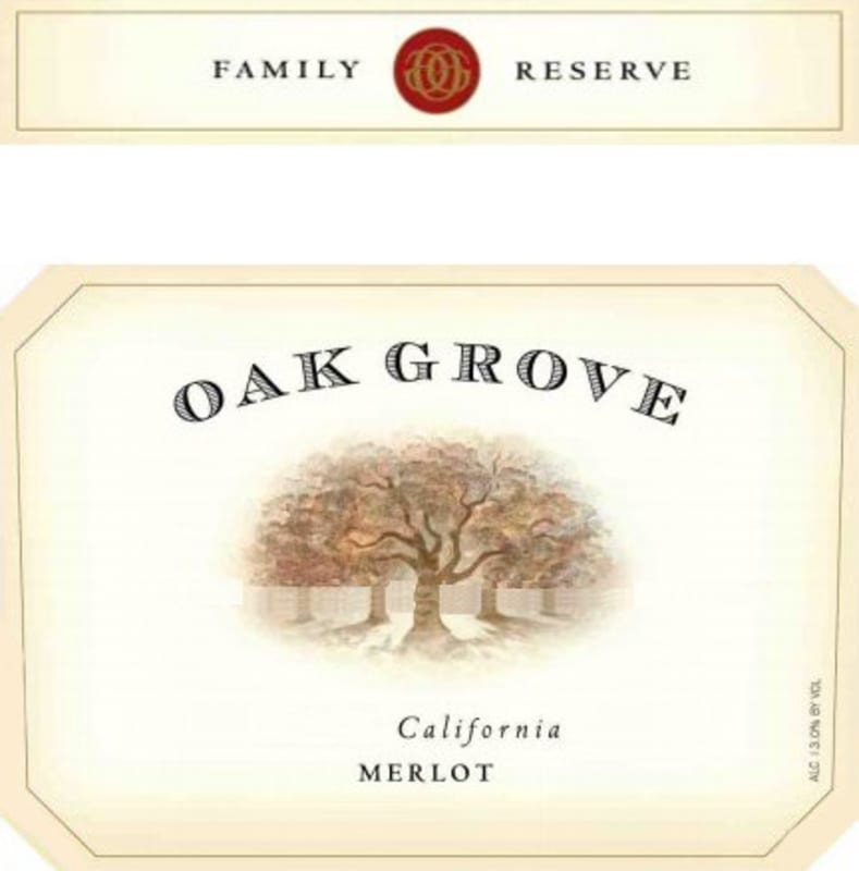 Oak Grove Family Reserve Merlot 2015 Front Label