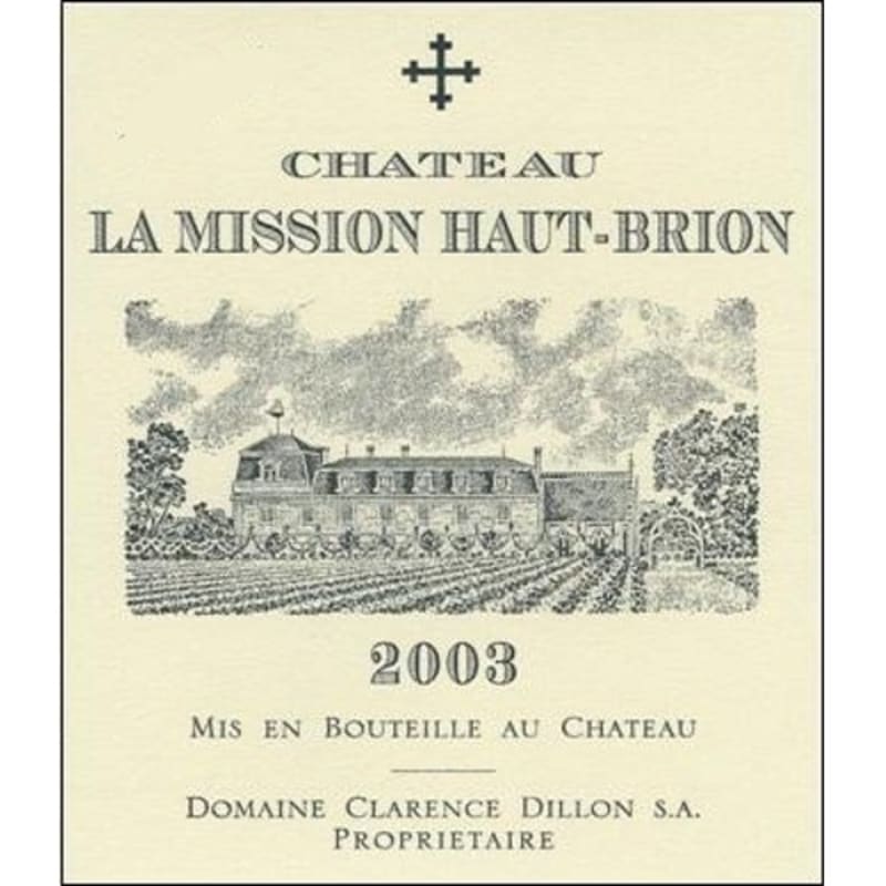 Chateau La Mission Haut-Brion (slightly stained label) 2003 Front Label