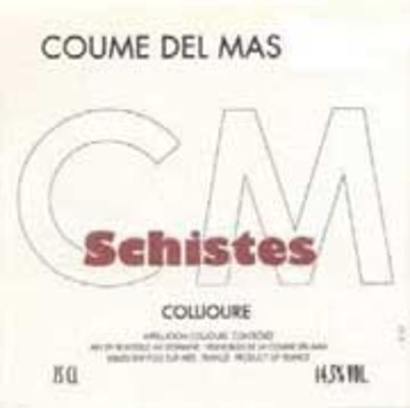 Coume del Mas Schistes Old Vine Grenache 2004 Front Label