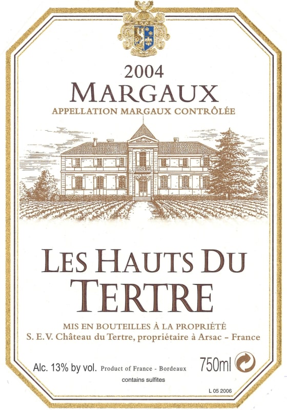 Chateau du Tertre Les Hauts du Tertre 2004 Front Label