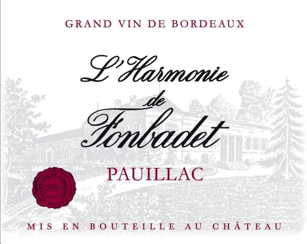 Chateau Fonbadet L'Harmonie de Fonbadet 2008 Front Label