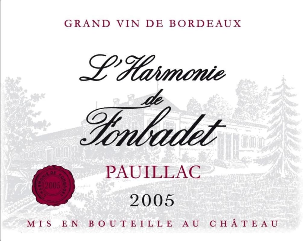 Chateau Fonbadet L'Harmonie de Fonbadet 2005 Front Label