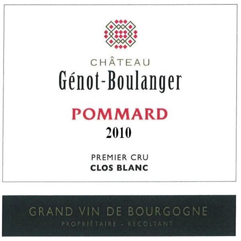 Domaine Genot-Boulanger Pommard Clos Blanc Premier Cru 2010 Front Label