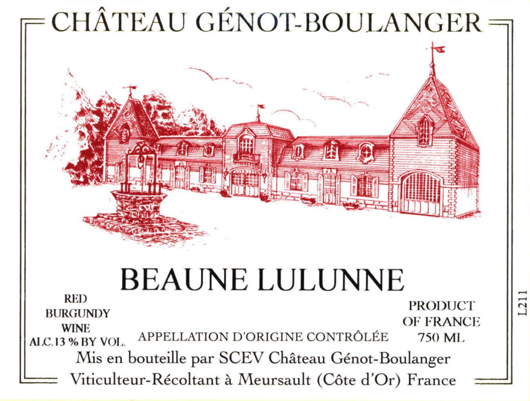 Domaine Genot-Boulanger Beaune Lulunne 2005 Front Label