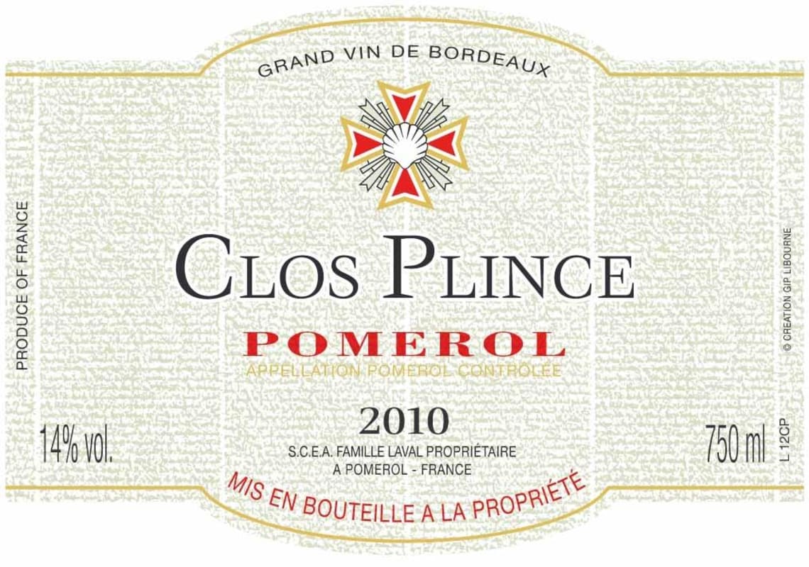 Chateau Gombaude Guillot Clos Plince 2010 Front Label