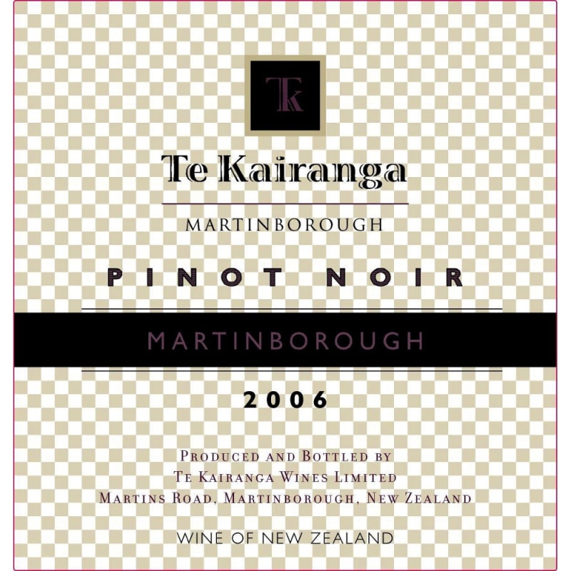 Te Kairanga Pinot Noir 2006 Front Label