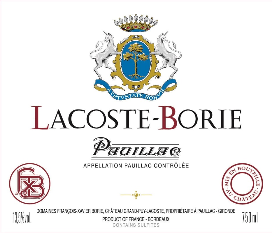 Chateau Grand-Puy-Lacoste Lacoste-Borie 2015 Front Label