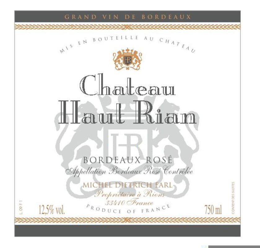 Chateau Haut Rian Rose 2010 Front Label