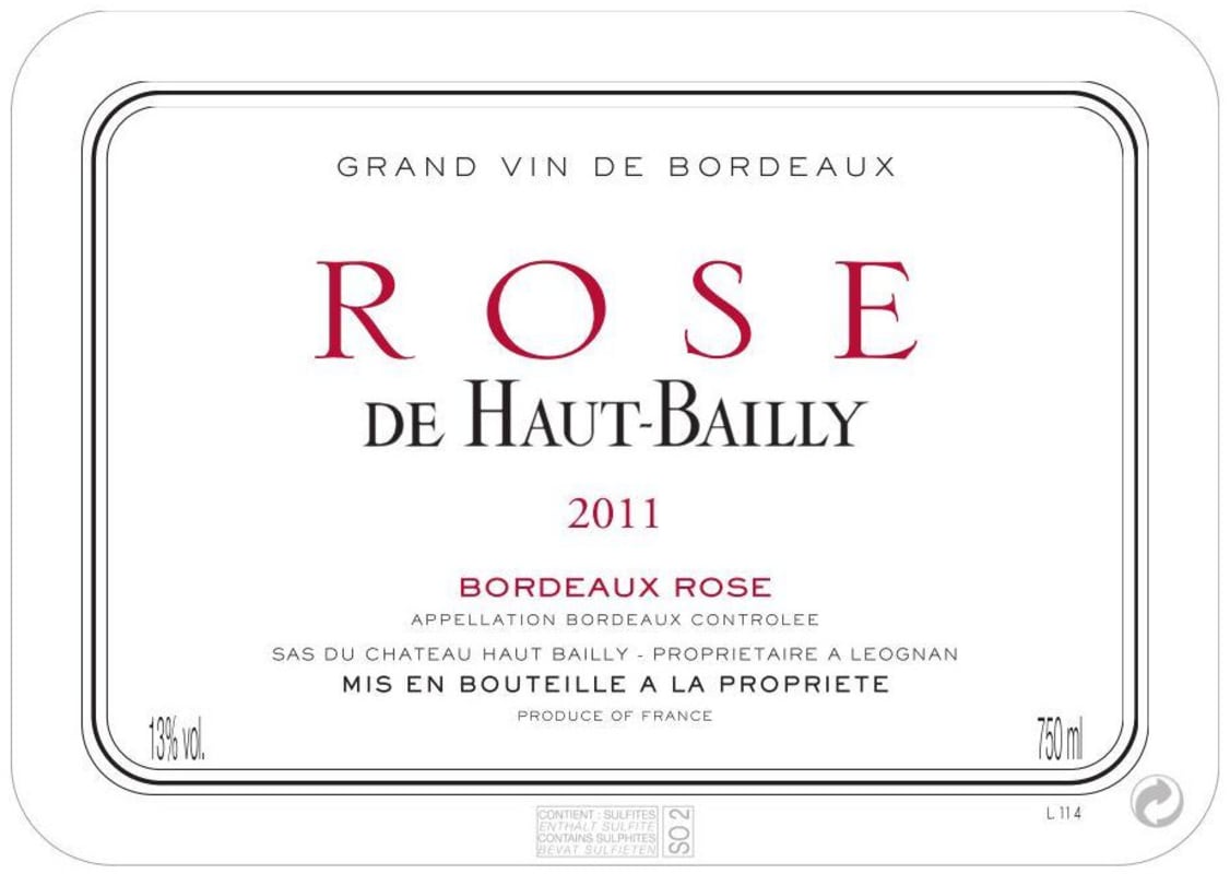 Chateau Haut-Bailly Rose 2011 Front Label