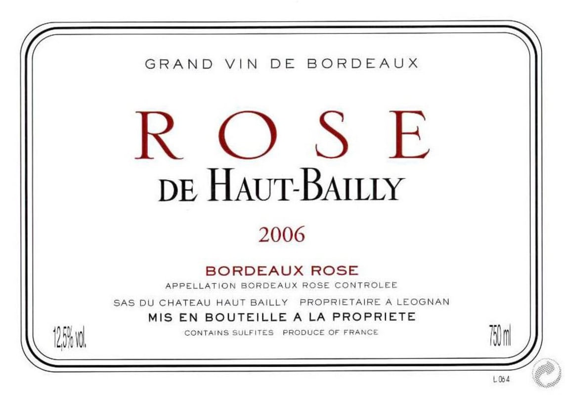 Chateau Haut-Bailly Rose 2006 Front Label